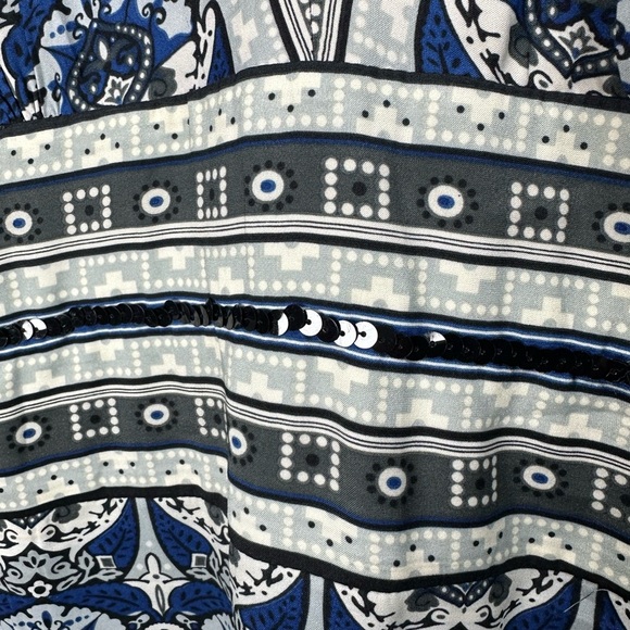 Nicole by Nicole Miller Blue, White and Black V-Neck Sheath Dress size 14 - Picture 3 of 10